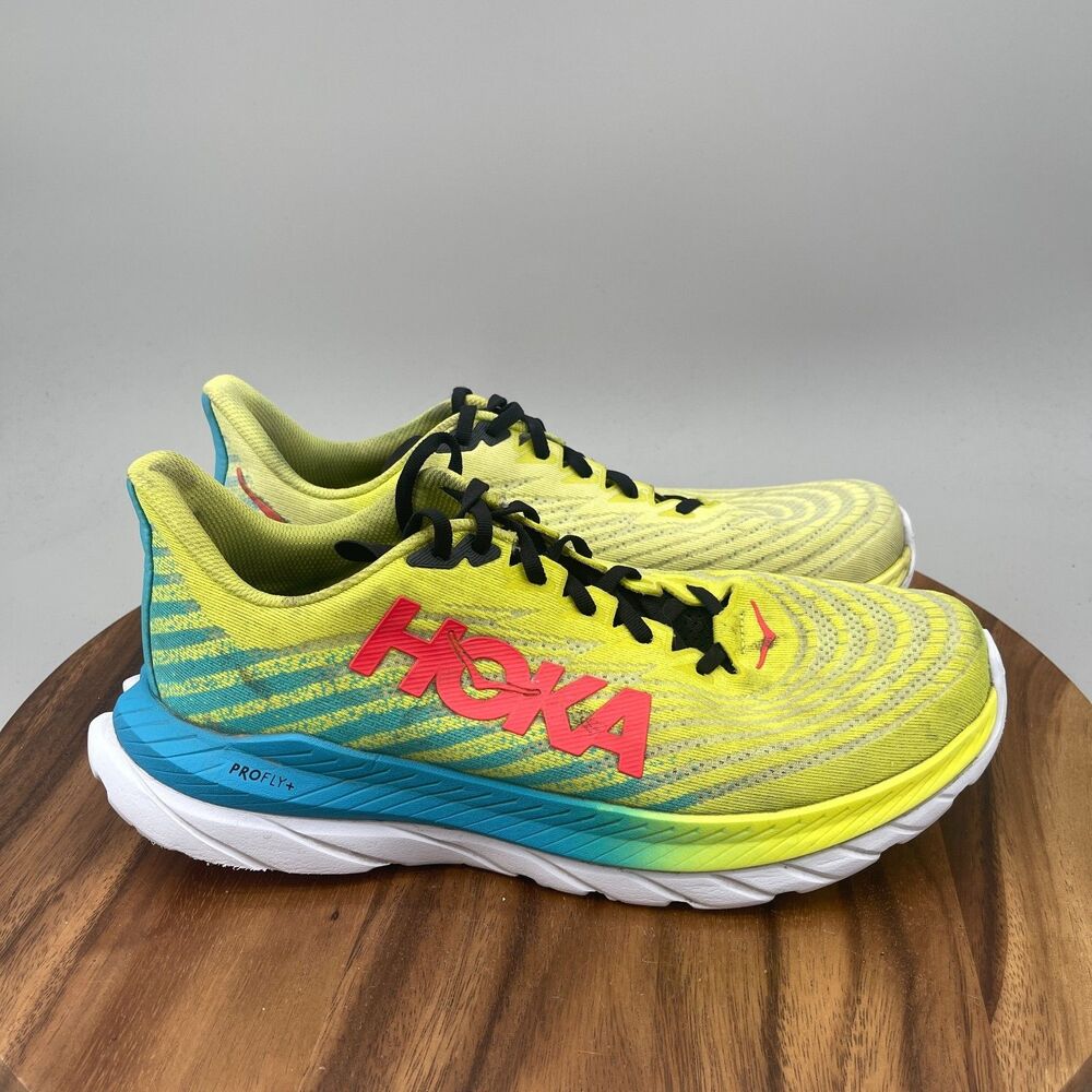 Hoka One One Mach 5 Mens Size 11 D Yellow Road Running Comfort Walking Sneakers